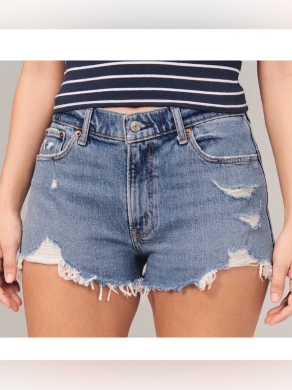 Abercrombie & Fitch Curve Love Denim Jean The Mom Short Mid rise Sz 30/10 Boho